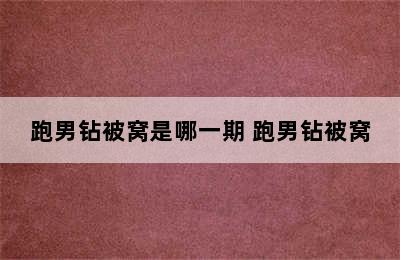 跑男钻被窝是哪一期 跑男钻被窝